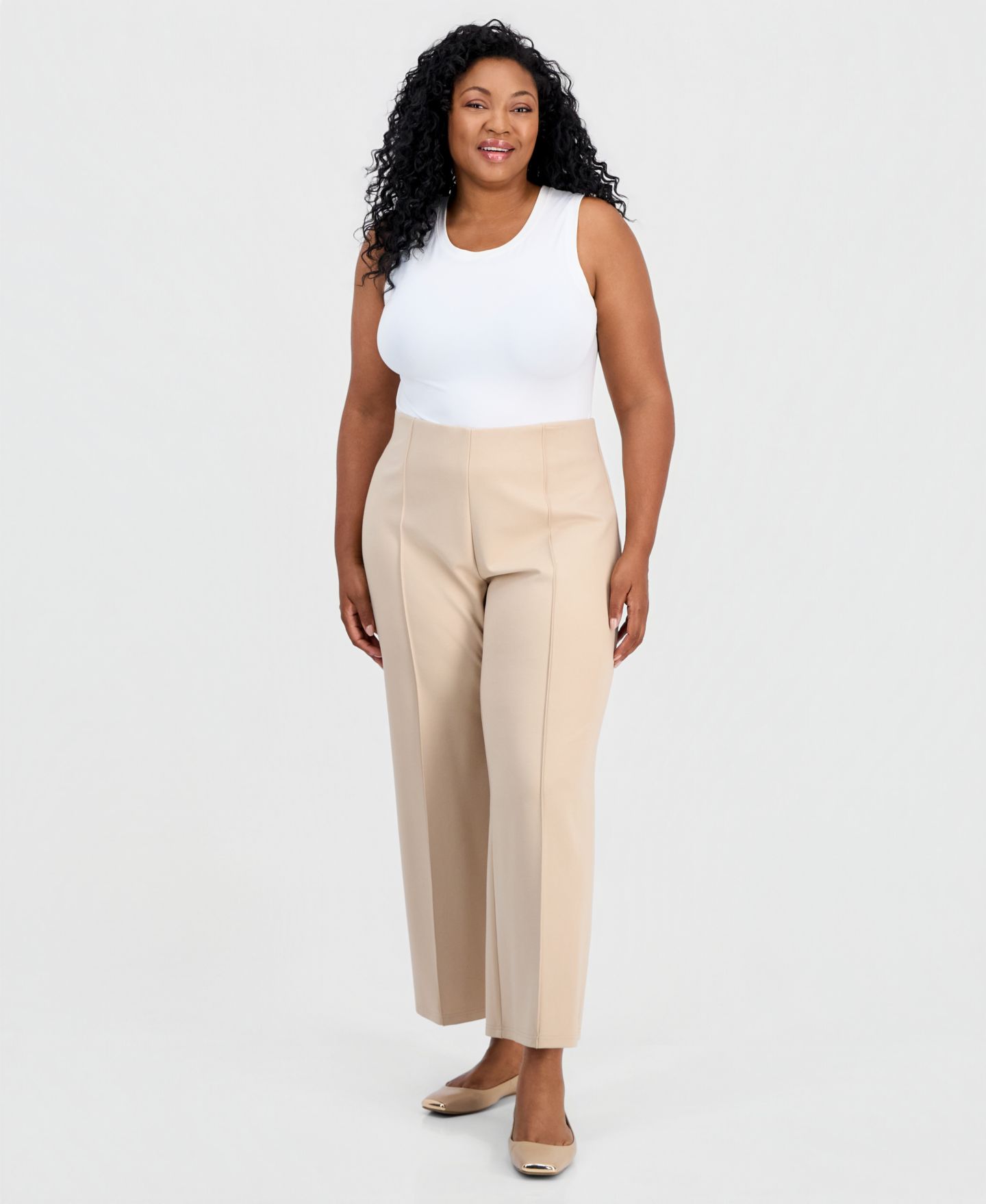 Женские брюки JM Collection Plus Size Wide-Leg Relaxed-Fit, цвет: Кофейный — фото 1