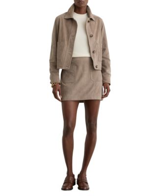 Women's Suede Patch-Pocket Mini Skirt