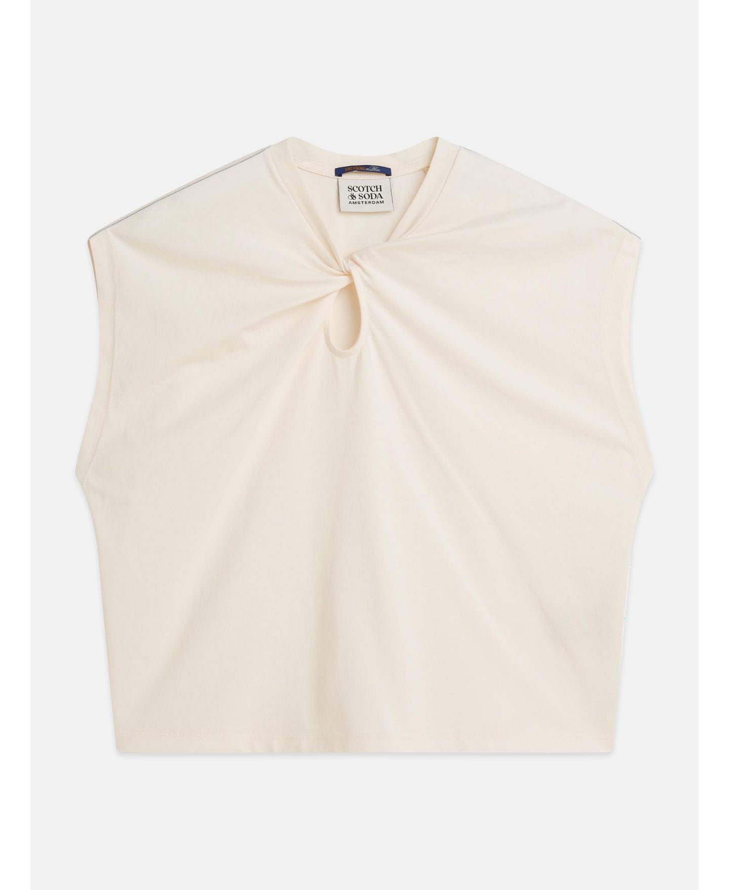 Женские футболки SCOTCH & SODA Twisted Neckline Tops and Tees, цвет: Сливочный — фото 5