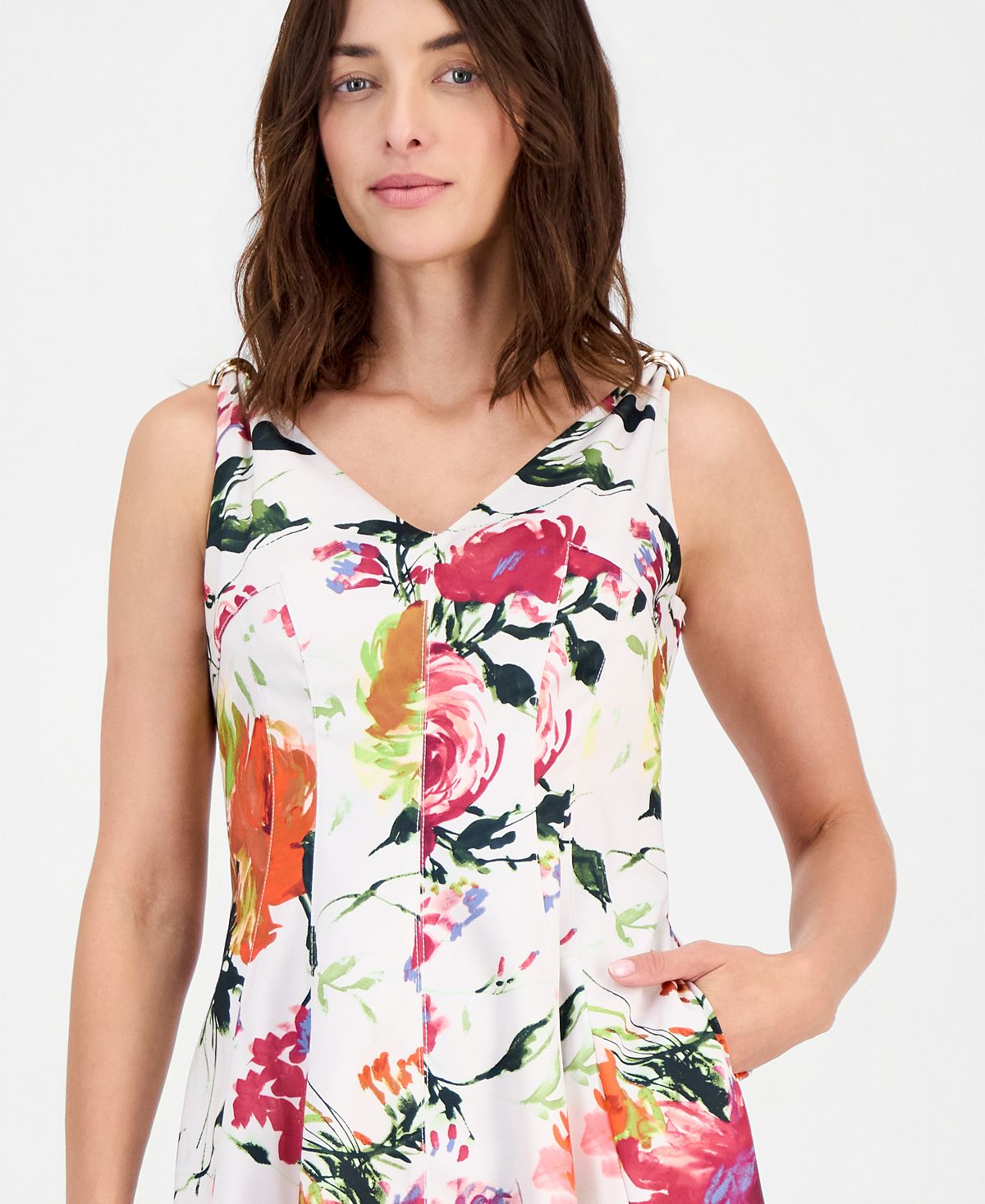 Tahari ASL Women's Printed Sleeveless Fit & Flare Dress view 2 — MAYCSS fashion products