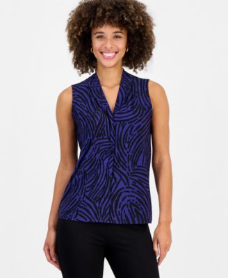 Women's Printed V-Neck Sleeveless Blouse 