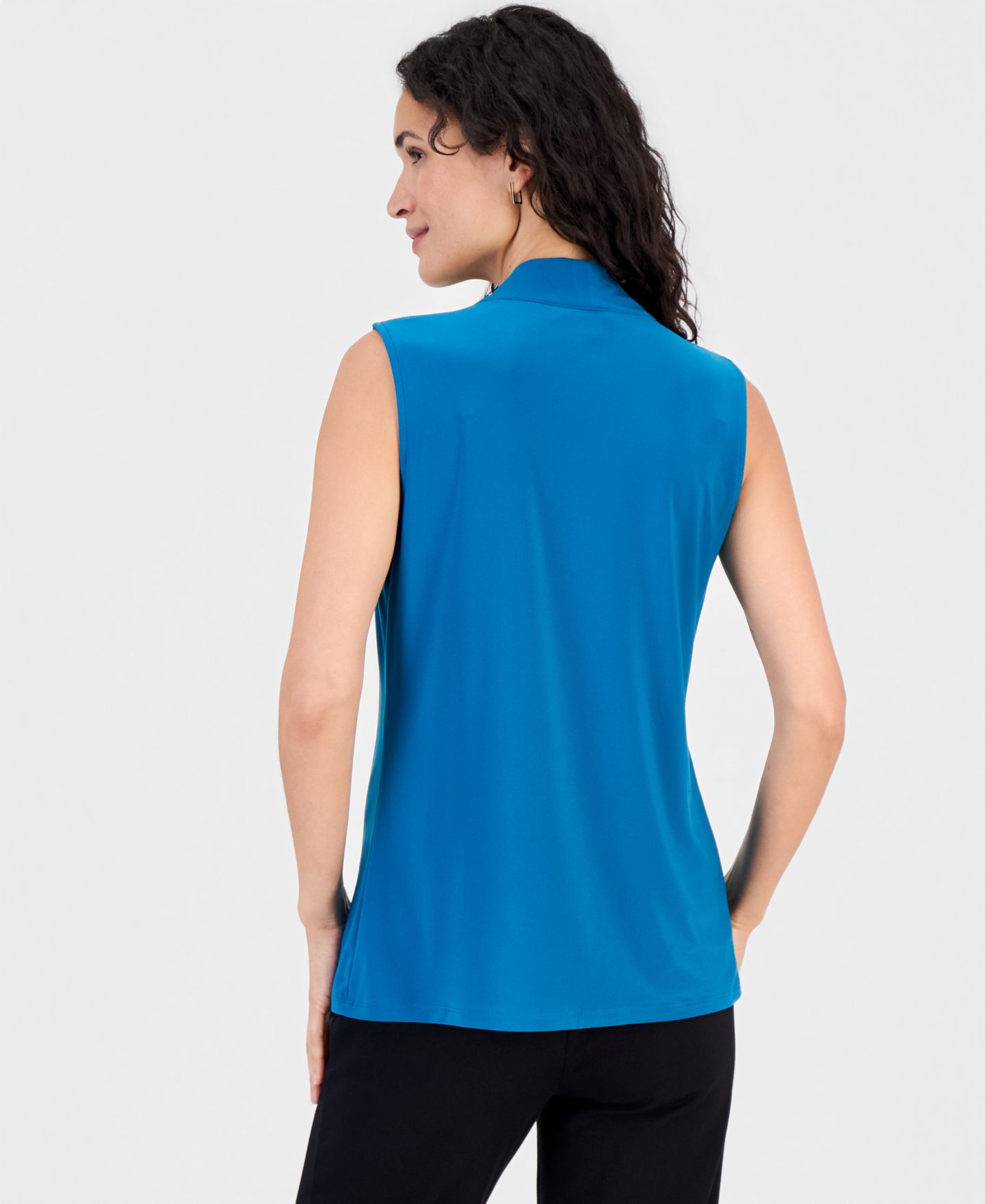 Женская блузка Kasper Embellished Tie-Neck Sleeveless Blouse, цвет: Бирюзовый — фото 4
