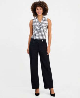 Women's Extended-Tab Fly-Front Wide-Leg Pants