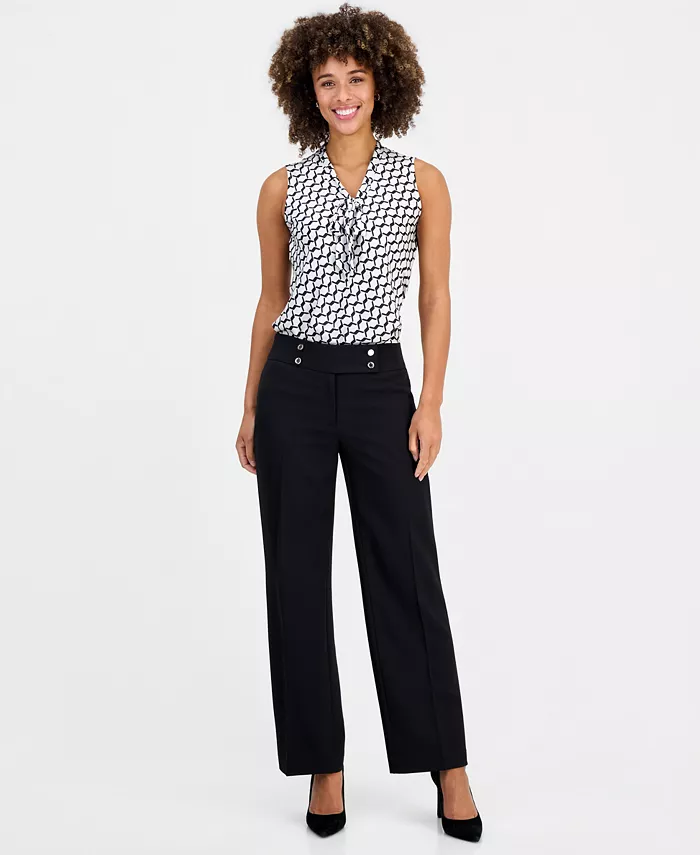 Women's Extended-Tab Fly-Front Wide-Leg Pants - thumbnail 3
