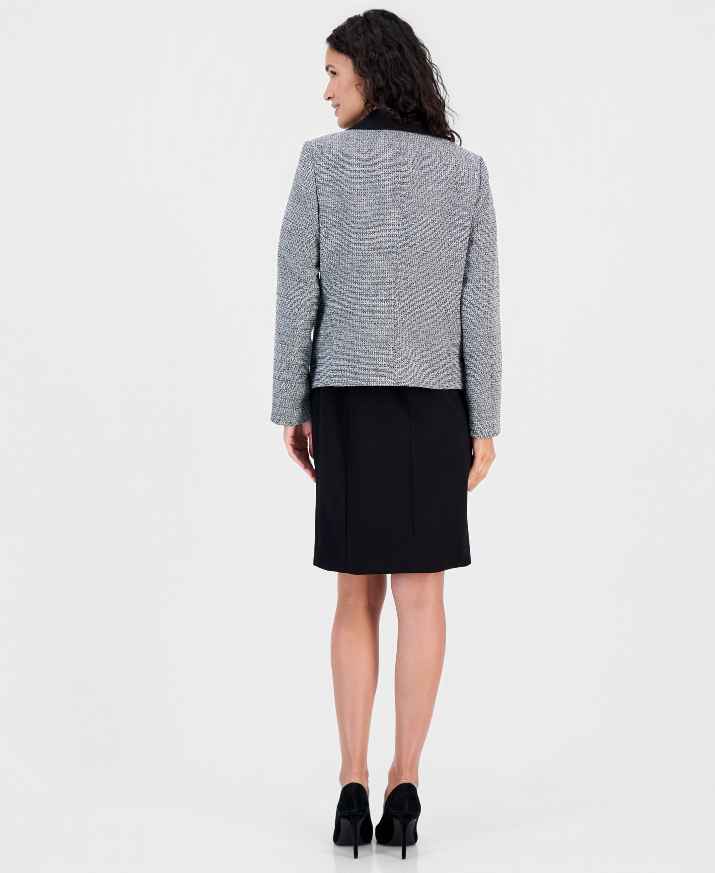 Женское платье Kasper Tweed-Trim Short-Sleeve Sheath, цвет: Чёрный разноцветный — фото 4