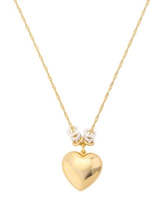 Unwritten Cubic Zirconia Fine Silver Plated Puff Heart Pendant Necklace - Two-tone