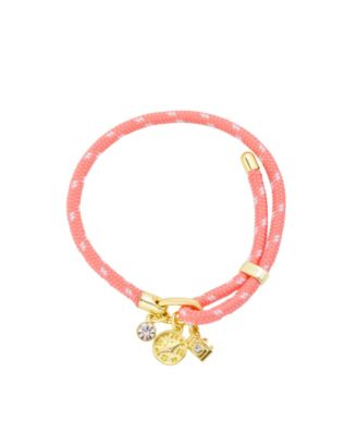 Crystal Gold-Tone Plated Charm Bracelet with Adjustable Cord