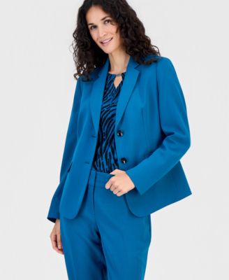 Petite Crepe 2-Button Notch-Collar Blazer Jacket