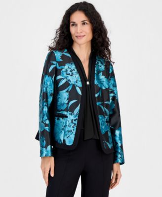 Women's Collarless Printed Cardigan Jacket 
