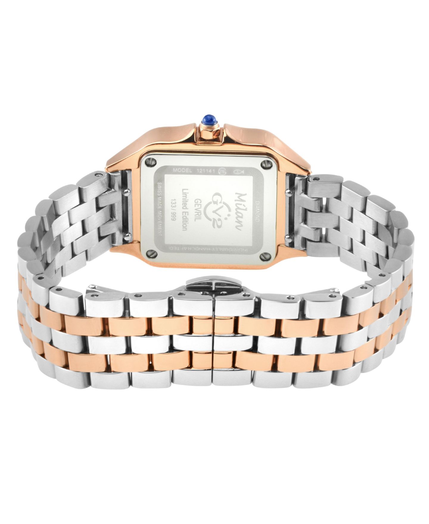 Женские часы GV2 by Gevril Milan Swiss Quartz Diamond Two toned SS Iprg Stainless Steel Bracelet Watch — фото 3