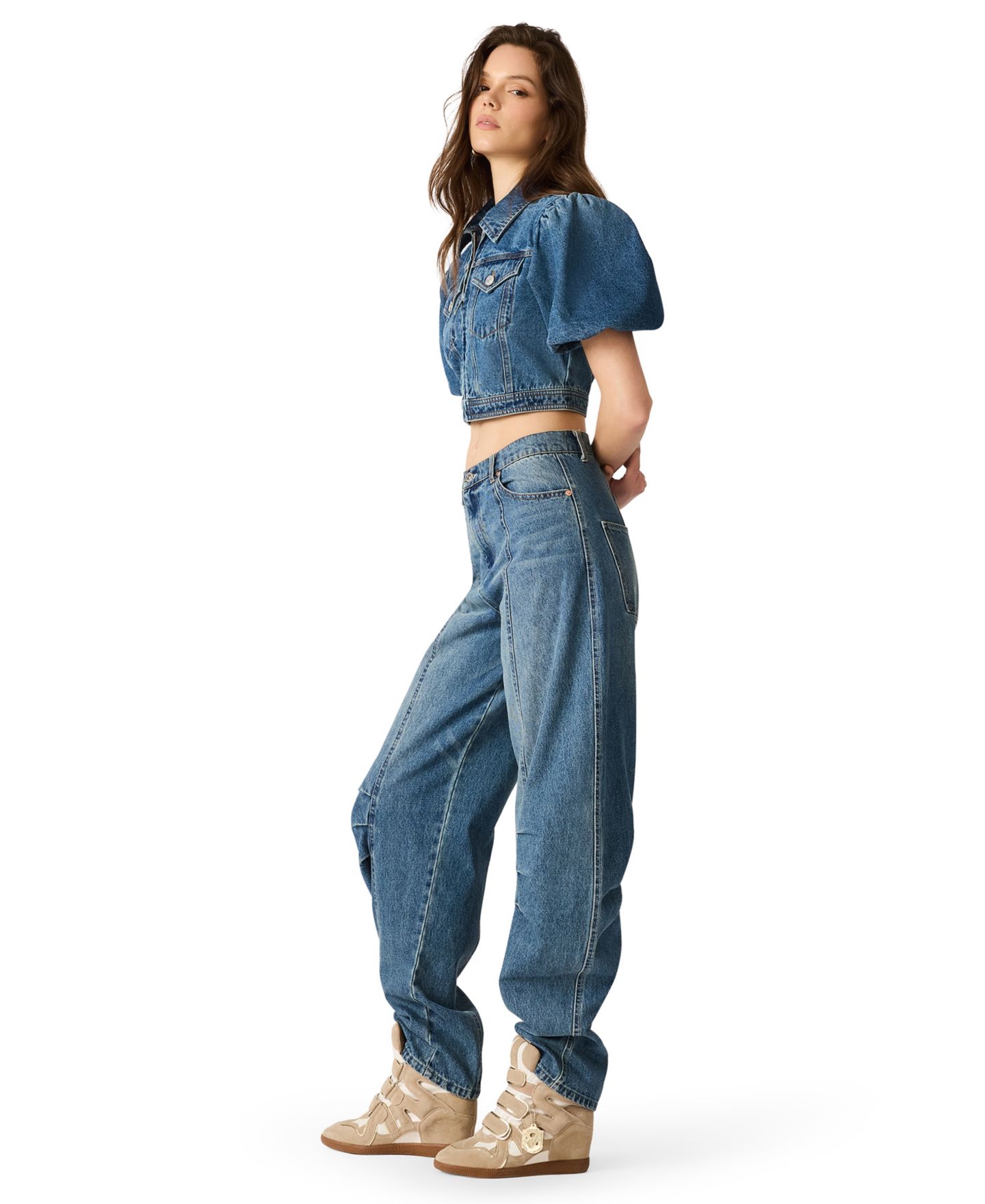 Женская куртка Steve Madden Marcy Collared Neck Cotton, цвет: Синий меланжевый — фото 3