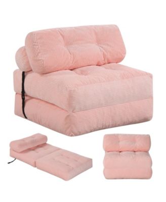 Folding Sofa Bed, Convertible Sleeper Chair with Pillow Back Support Corduroy Cover