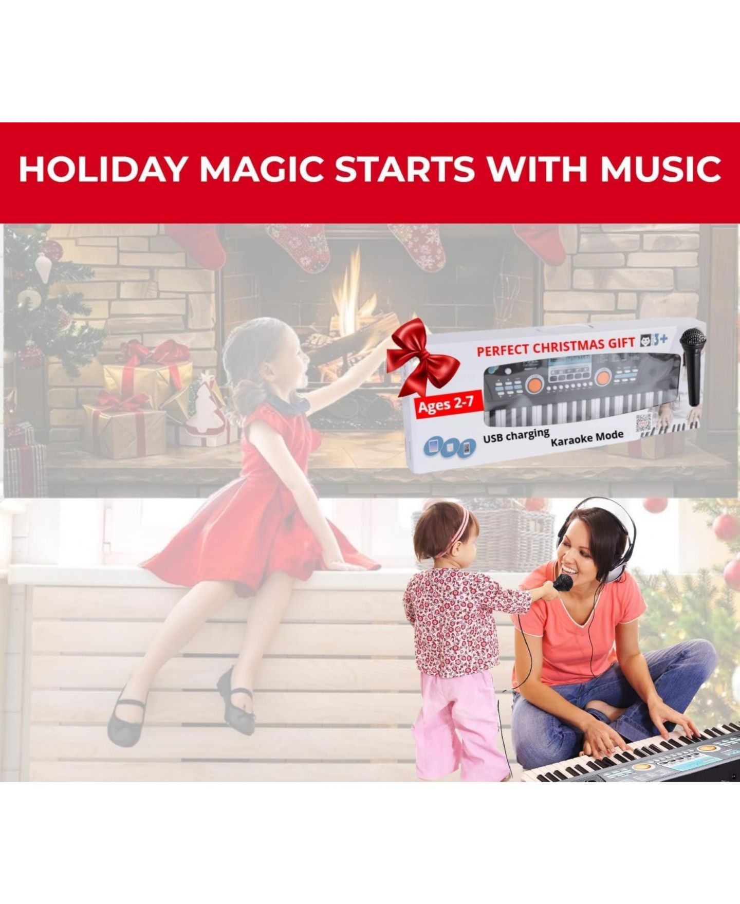 Детская игрушка Pyle 61-Key Portable Karaoke Piano Keyboard with Microphone and Rechargeable Battery - PKBRD6111 — фото 2