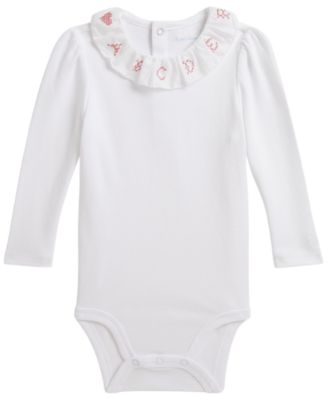 Baby Girls' Ruffle-Collar Cotton Interlock Bodysuit