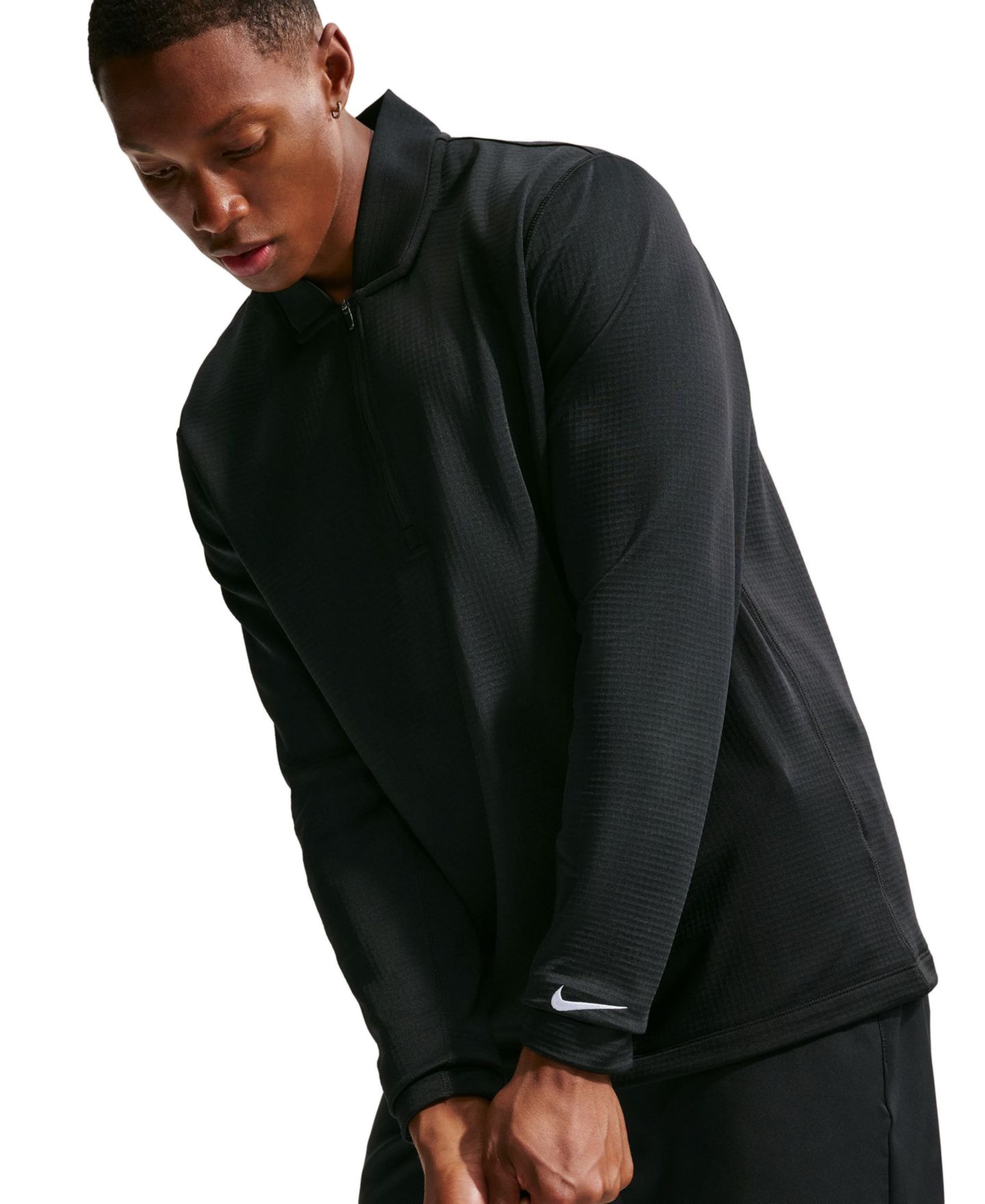 Мужской свитшот Nike Velocity Half-Zip Golf Sweatshirt, цвет: Чёрный / Белый — фото 3
