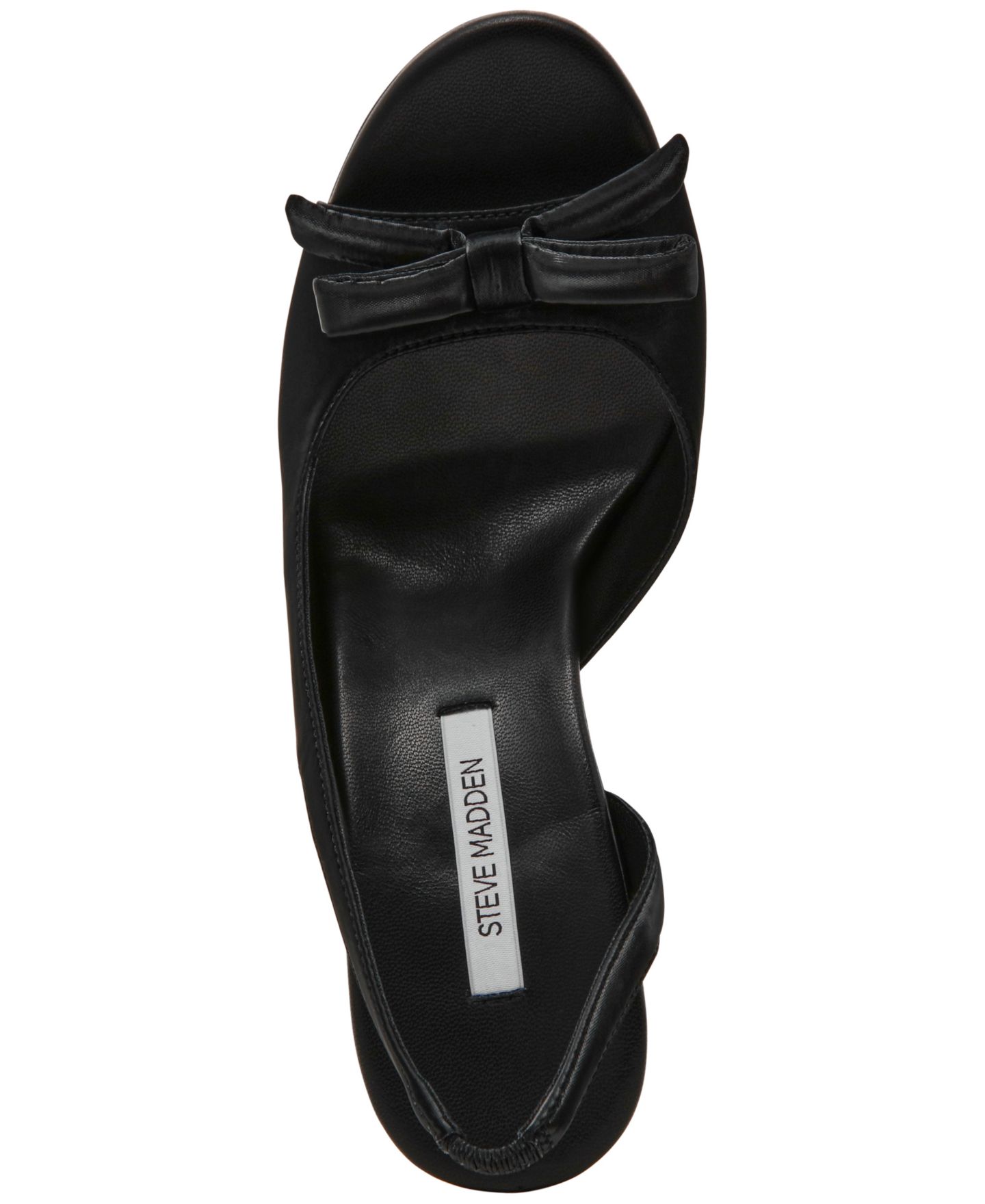 Женские туфли Steve Madden Flounce Slingback Peep-Toe Bow Pumps, цвет: Чёрный атласный — фото 4