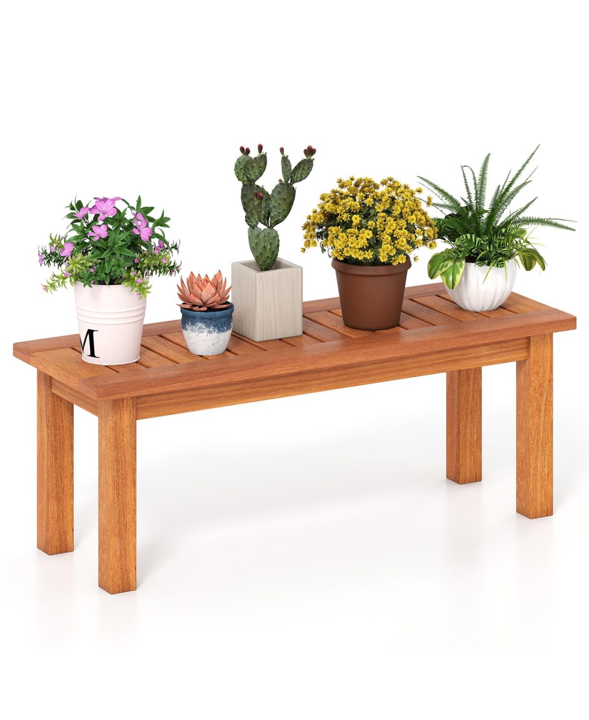 Sugift Wooden Plant Stand Outdoor Indoor Solid Wood Flower Pot Holder Display Shelf-s