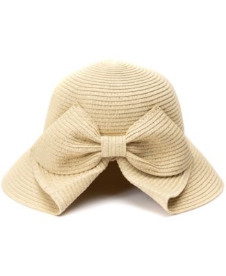 Straw Bow Back Brimless Floppy Hat