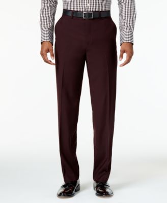 Sean John - Men's Classic-Fit Burgundy Solid Suit Pants