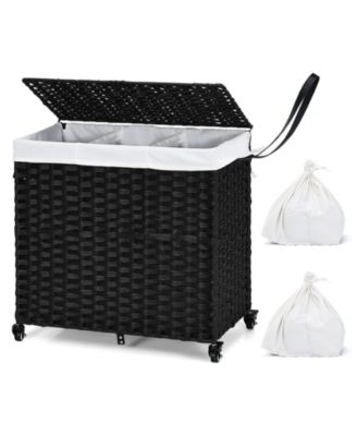 Laundry Hamper with Wheels and Lid, Rolling Clothes Basket