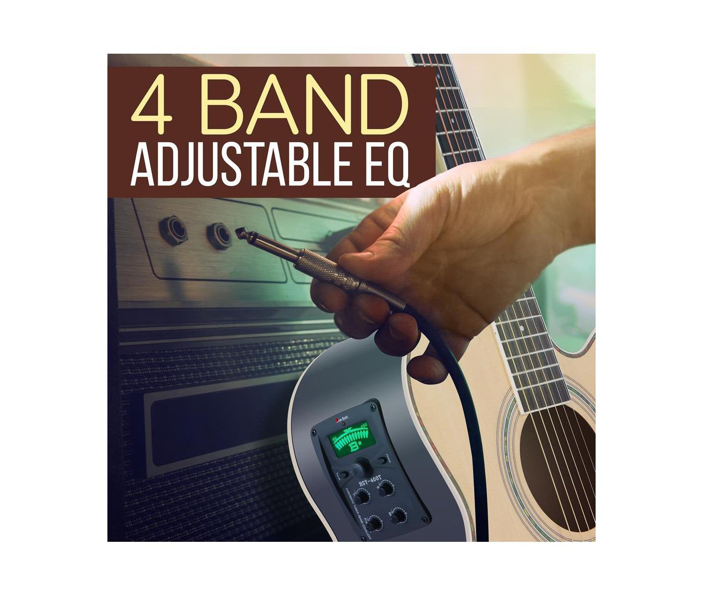 Детские игрушки Pyle Electric Acoustic Guitar Kit - 6-String Guitar with Amplifier, Digital Tuner, and Accessories, Natural Finish — фото 3