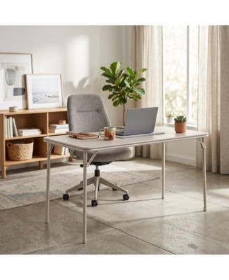 Heavy-Duty Folding Table with PU Leather Top and Sturdy Metal Frame - Portable Space-Saving Table for Parties, Picnics and Events