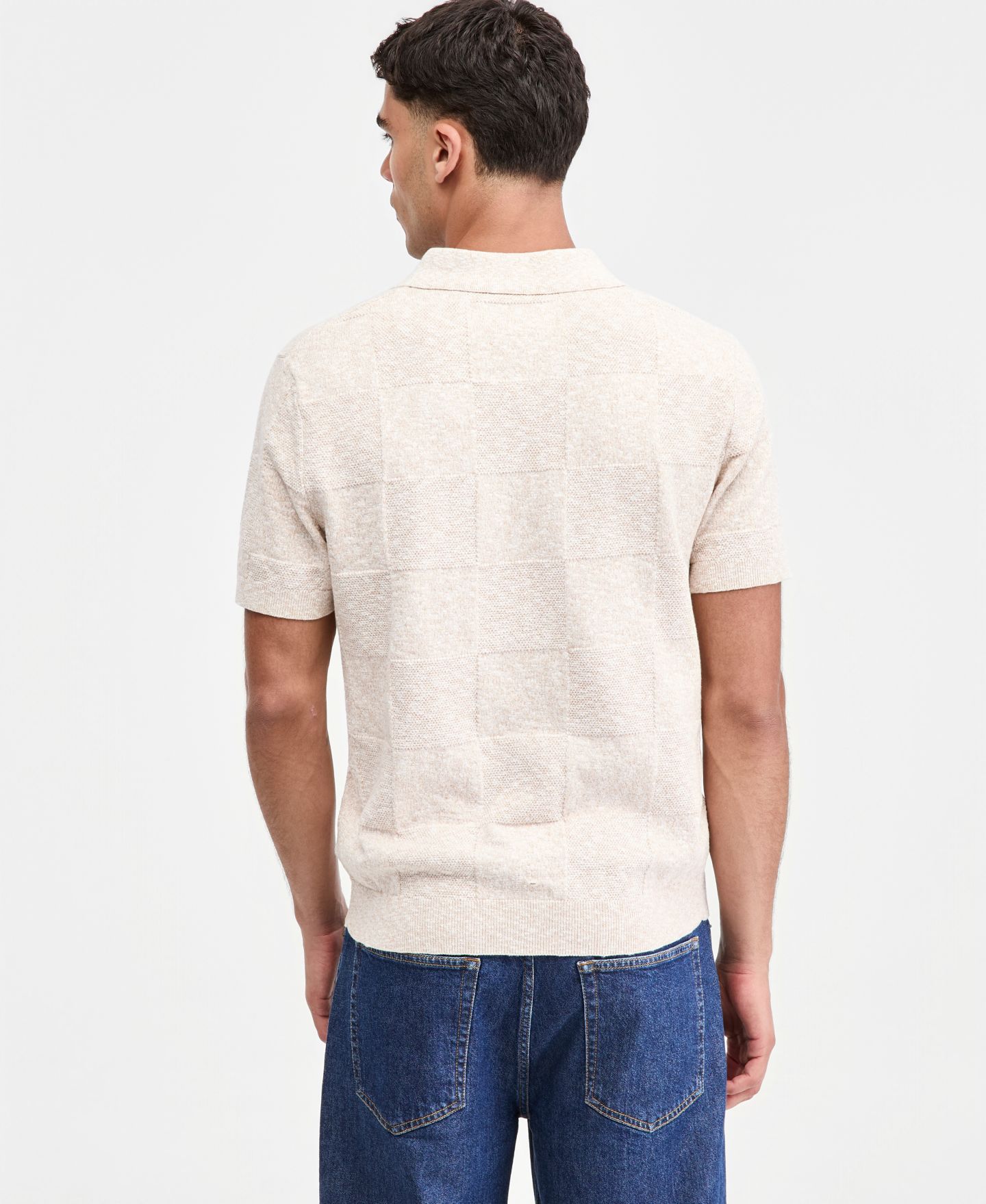 Мужское поло Sun + Stone Square Stitch Marled Polo Shirt, цвет: Hammock — фото 4