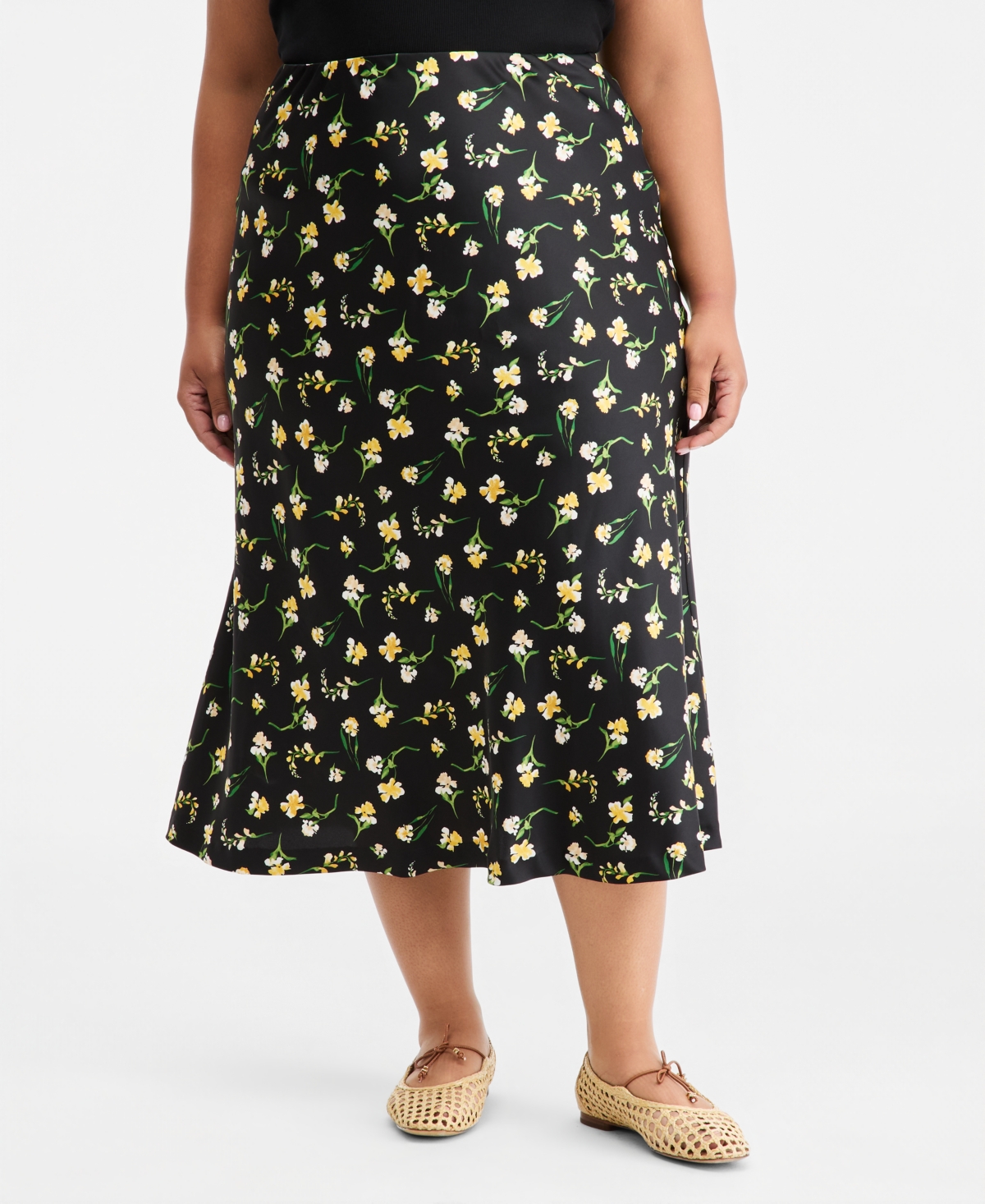 On 34th Trendy Plus Floral Midi Slip Skirt, Macy's Exclusive