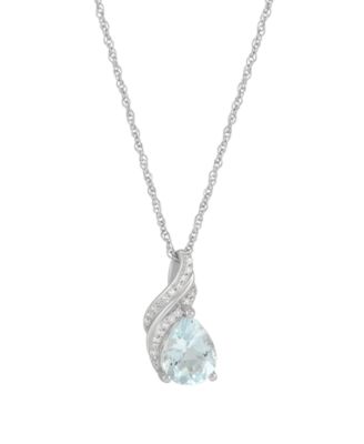 Aquamarine (1-1/3 ct. t.w.) & Diamond Accent Pendant Necklace in Sterling Silver