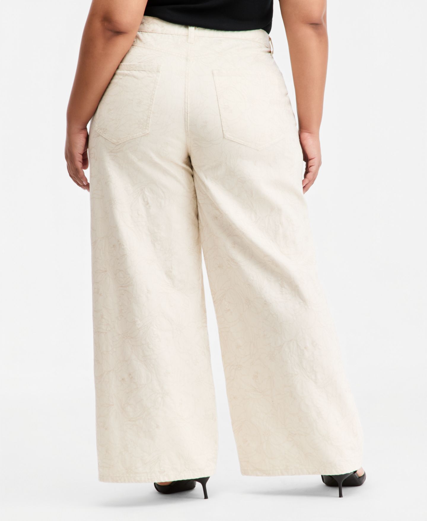 Женские джинсы On 34th Trendy Plus Size Wide-Leg High-Rise Jeans, Macy's Exclusive, цвет: Экрю — фото 3