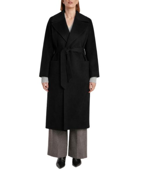Женское пальто 1982 Pure Cashmere Wrap Belted Midi, цвет: Чёрный