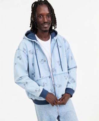 Men's & Women's Mickey & Friends Printed Denim Zip-Front Hoodie
