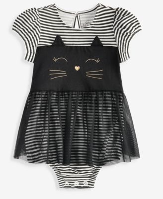 Baby Girls' 0M-24M Striped Cat Skirted Sunsuit