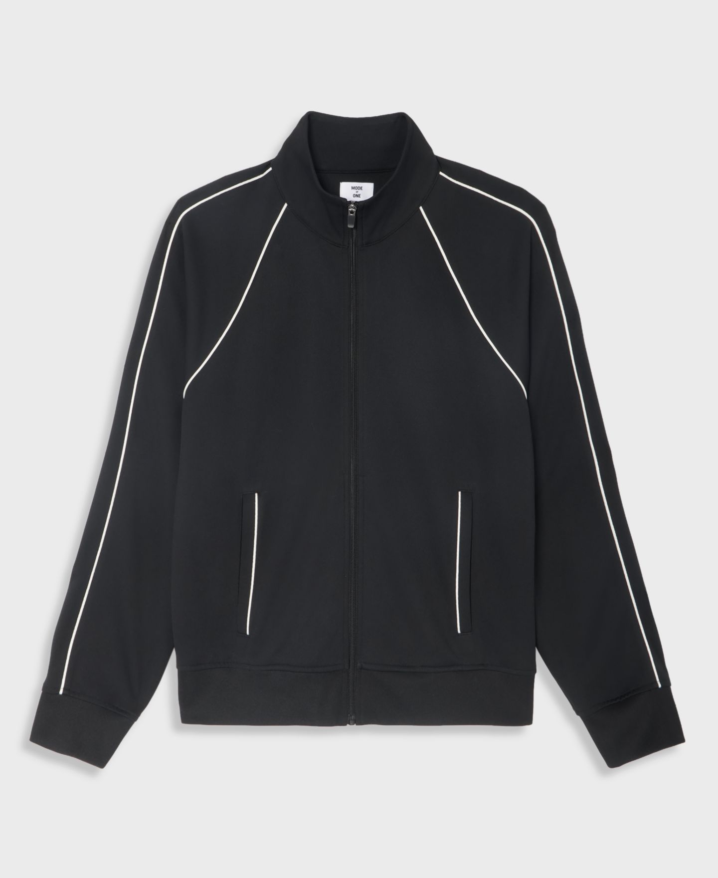 Мужская куртка Mode of One Louis Relaxed Piping-Trim Track, цвет: Глубокий чёрный — фото 5
