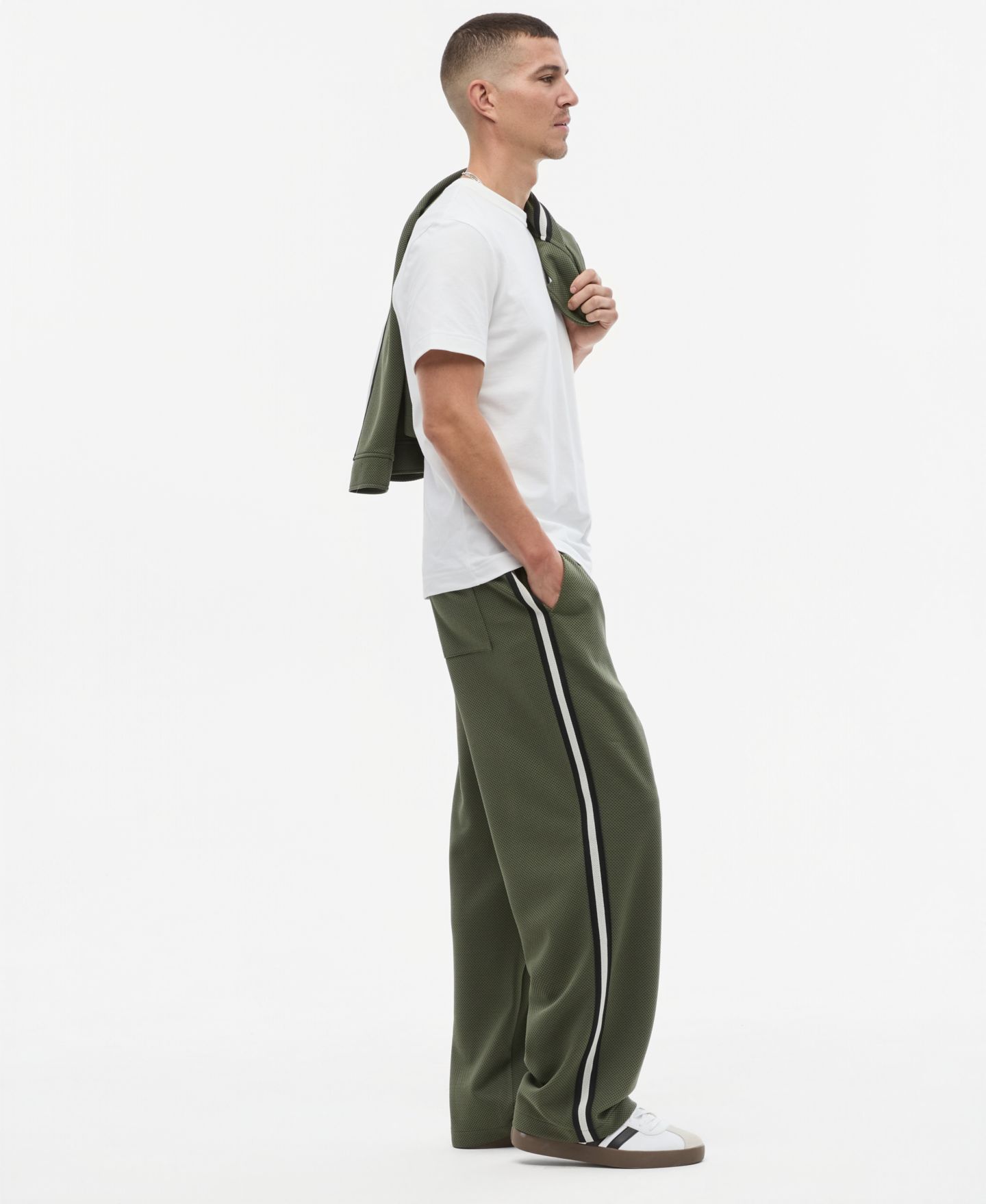 Мужские брюки Mode of One Sport Mesh Striped Drawstring, цвет: Wild Ivy — фото 2