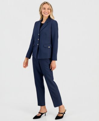 Women's Mini-Check-Print Long-Sleeve Jacket & Mid-Rise Ankle Pants
