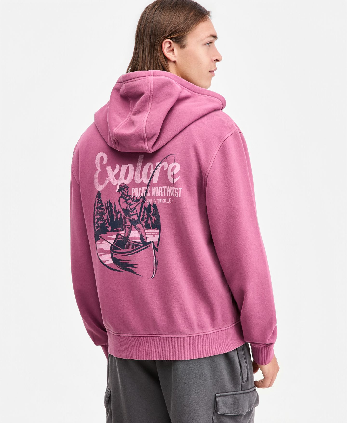 Мужское худи Sun + Stone Explore Graphic Zipper Hooded, цвет: Чёрный — фото 2