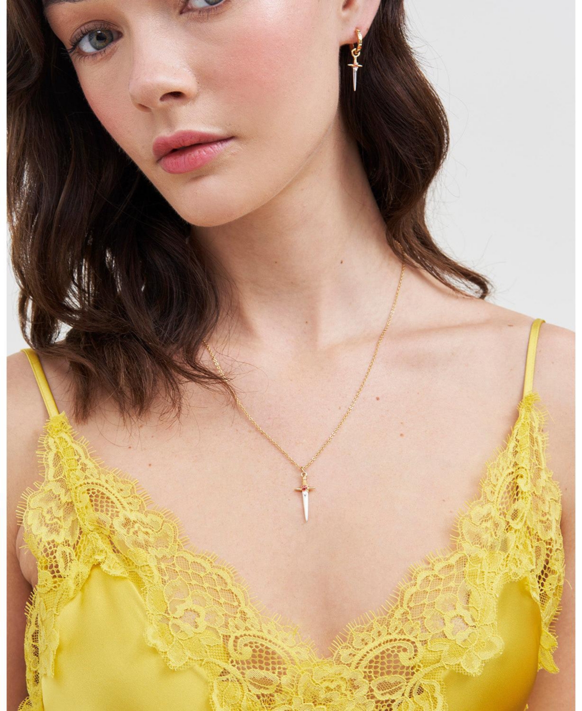 Fable England Gold Rose and Dagger Necklace