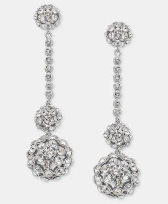 Pav&eacute; Cluster Linear Drop Earrings