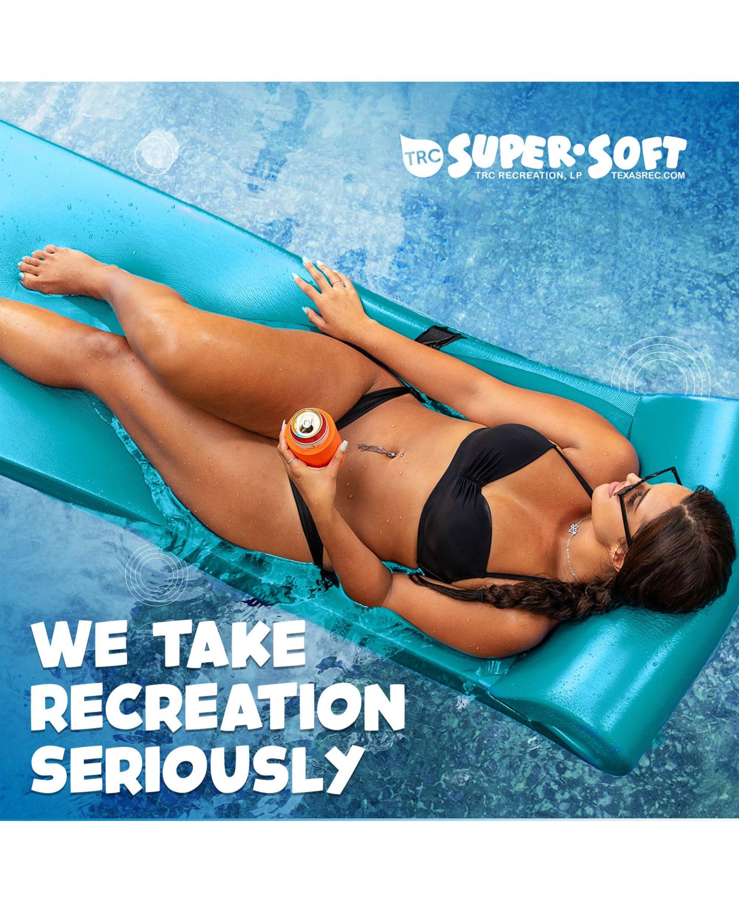 Детская игрушка TRC Recreation Sunsation 1.75" Thick Foam Lounger Raft Pool Float, Tropical Teal — фото 4