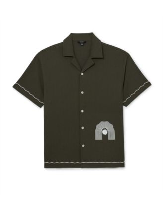 RUSSELUNO ラッセルノ　シャツ　size5 REISS Men's Solano Textured Printed Placement Cuban Shirt - Macy's