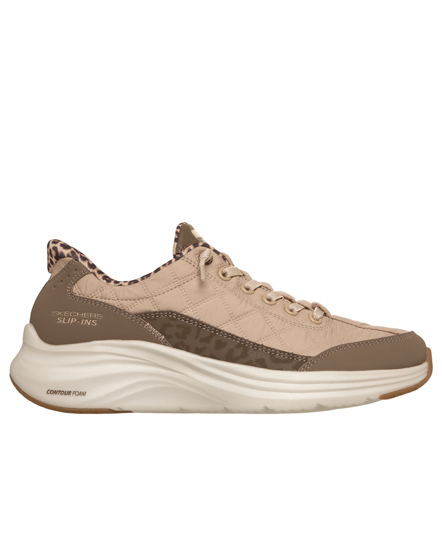Женские кроссовки Skechers Slip-Ins Contour Foam - Cozy Fit - Leopard Dream Lifestyle, цвет: Коричневый / Леопардовый — фото 2