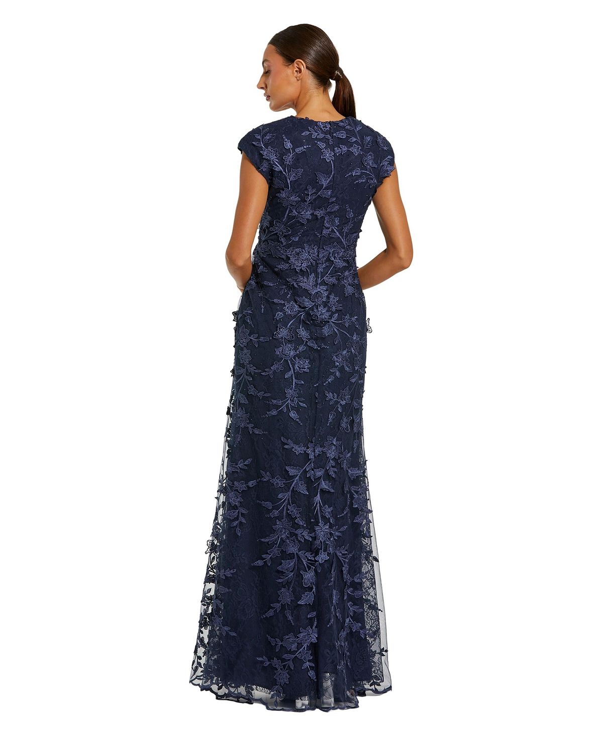Mac Duggal Petite Faux Wrap Embroidered Cap Sleeve Gown view 2 — MAYCSS fashion products