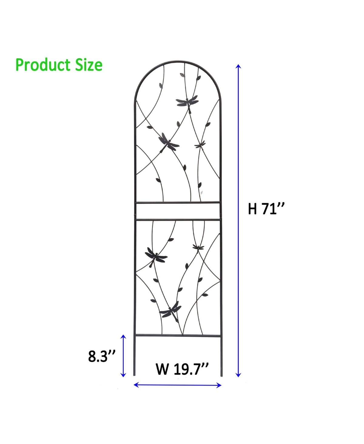 Clihome Metal Garden Trellis 71" x 19.7" Rustproof Trellis for Climbing Plants Outdoor Flower Support