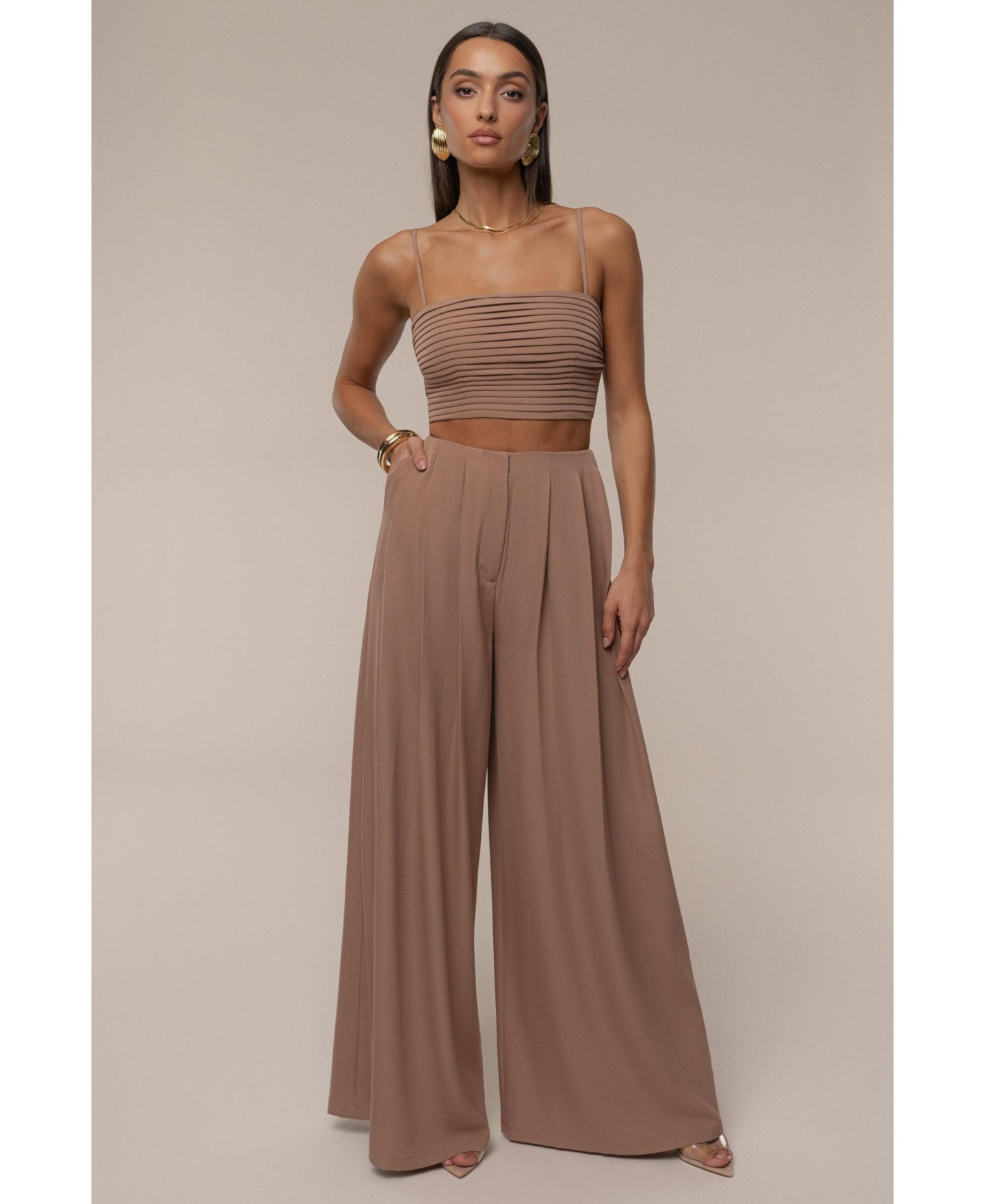 Женский комплект JLUXLABEL Serenade Pant Set, цвет: Бежевый — фото 9