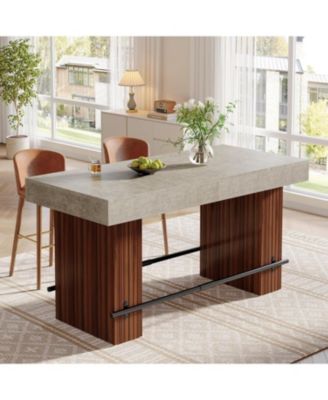 62.2'' Dining Table for 4-6, Kitchen Table with Footrest, Counter Height Dining Room Table, High Top Kitchen Bar Table