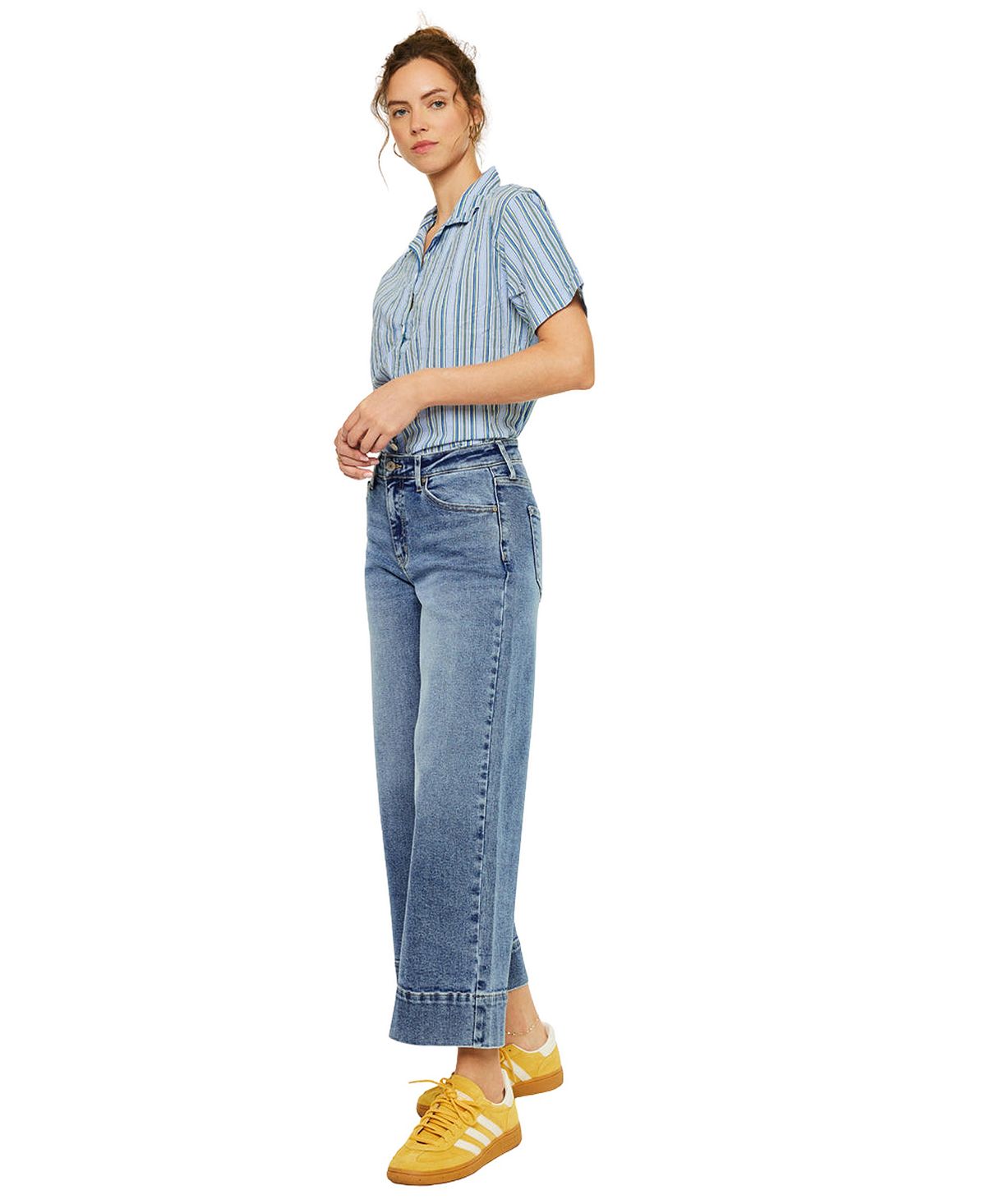 KanCan Women's Nessa High Rise Crop Wide Leg Jeans view 5 — MAYCSS fashion products