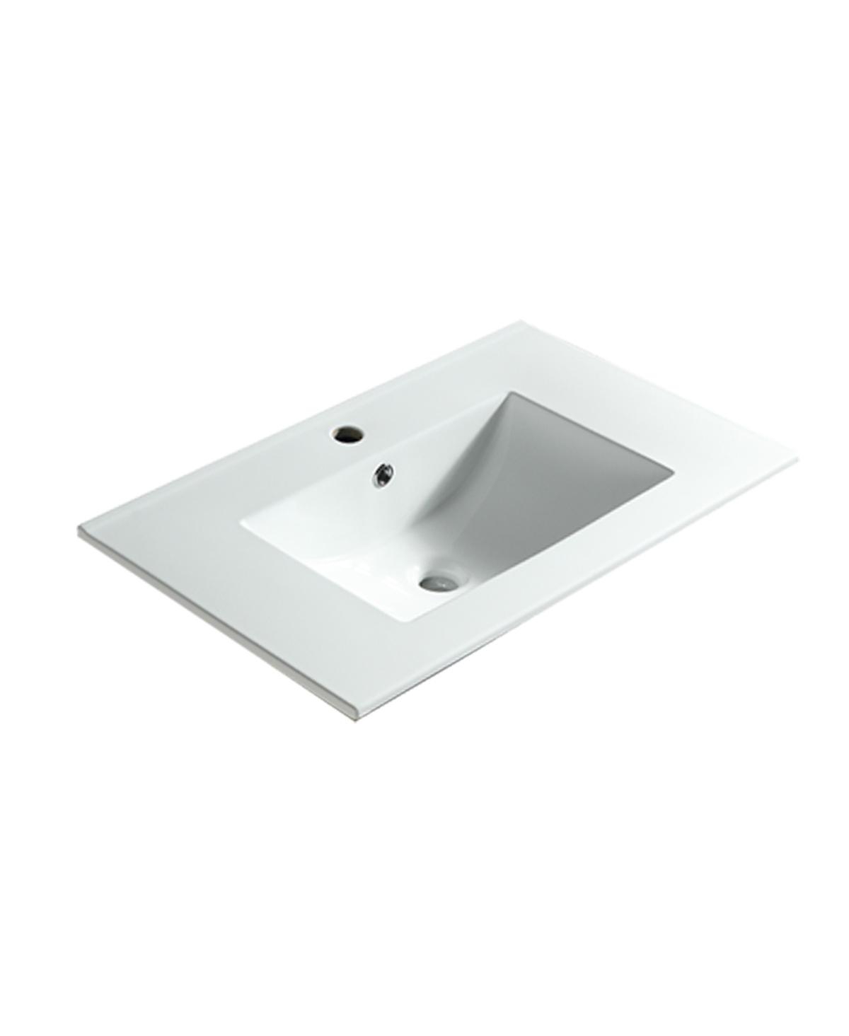 Sillysis Rectangular Ceramic Bathroom Sink with Overflow
