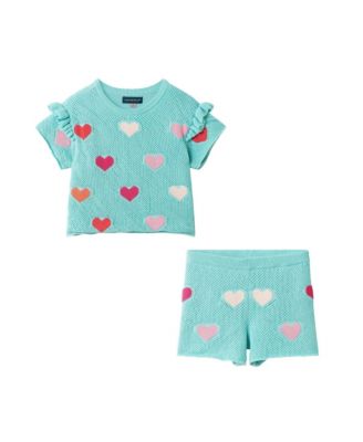 Andy Evan Little Girls Hearts Crochet Set - Aqua 58$