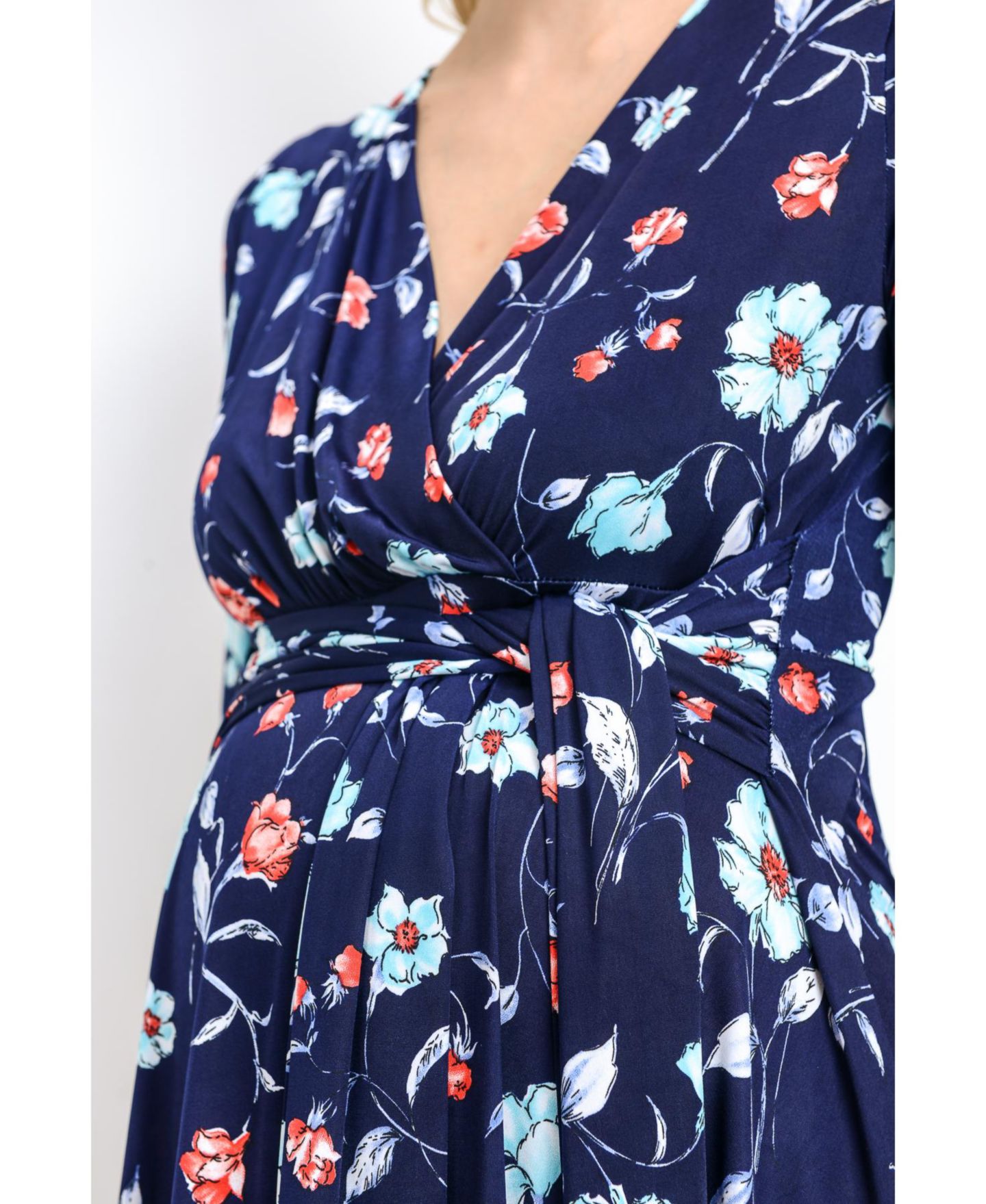 Женское платье Hello Miz Floral Short Sleeve Nursing Dress with Waist Tie, цвет: Тёмно-синий — фото 5